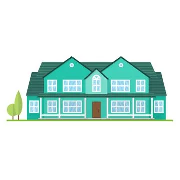 Vector flat suburban american house. For web design and application interface Illustrazione stock