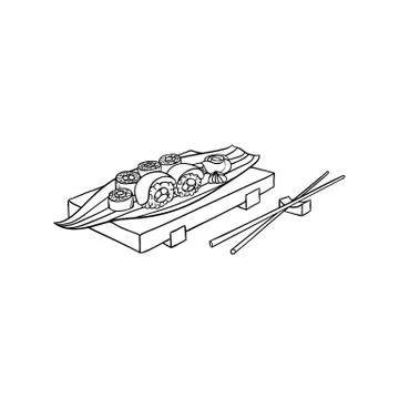 Vector flat sushi with sticks Stock Illustration