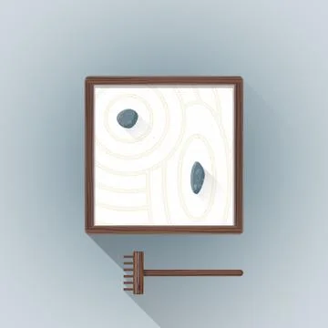 Vector flat table zen garden illustration icon. Stock Illustration
