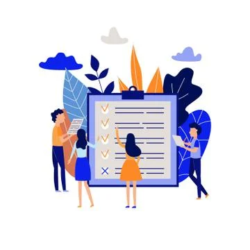 Vector flat task management man woman planner 스톡 일러스트