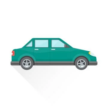 Vector flat teal saloon car body style illustration icon. Stock-Illustration