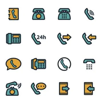 Vector flat telephone icons set Stock Illustration