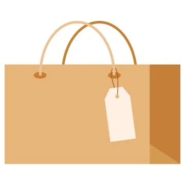 Vector flat template kraft color blank paper shopping eco bag in-store purcha Stock Illustration