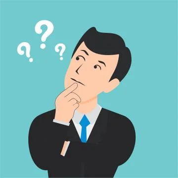 Vector Flat Thinking Man With Question Stock Illustration