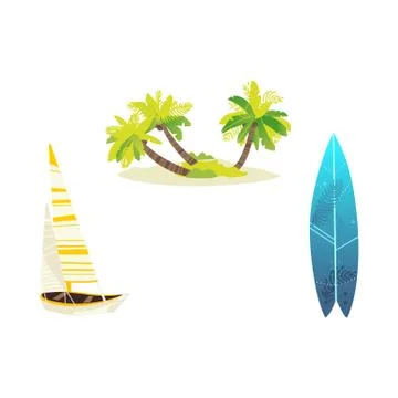 Vector flat travelling beach vacation symbols icon イラスト素材