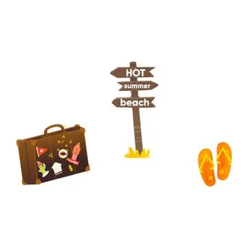 Vector flat travelling beach vacation symbols icon イラスト素材
