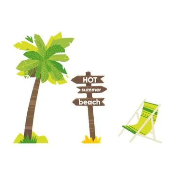 Vector flat travelling beach vacation symbols icon イラスト素材