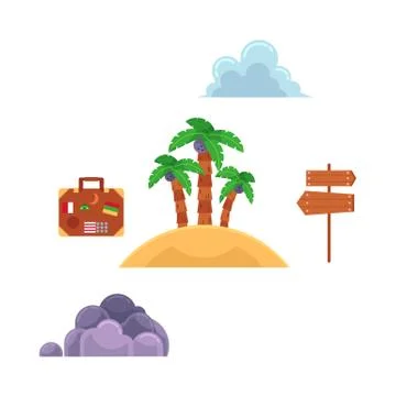 Vector flat travelling beach vacation symbols icon イラスト素材