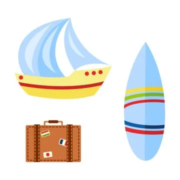 Vector flat travelling beach vacation symbols icon イラスト素材