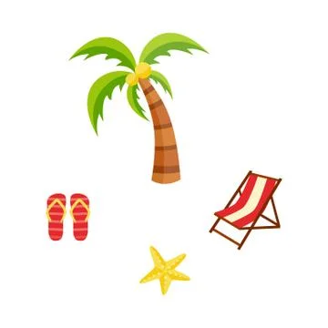 Vector flat travelling beach vacation symbols icon イラスト素材
