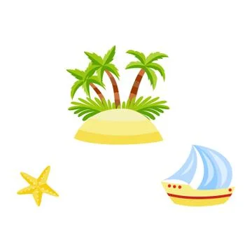 Vector flat travelling beach vacation symbols icon イラスト素材