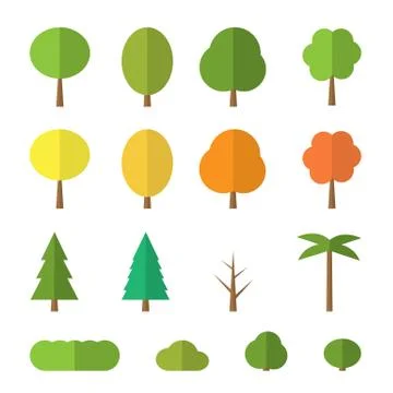 Vector flat trees on white background. 스톡 일러스트