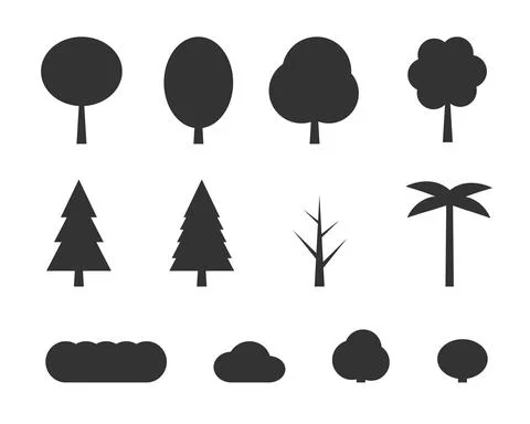 Vector flat trees on white background. Illustrazione stock