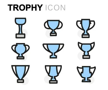 Vector flat trophy icons set Stock Illustration