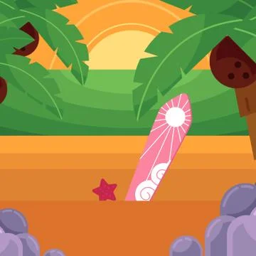 Vector flat tropical sea beach vacation panorama Stock-Illustration