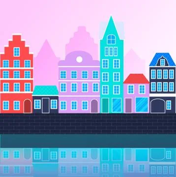 Vector flat urban landscape Stock Illustration