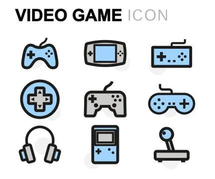 Vector flat video game icons set Stock Illustration