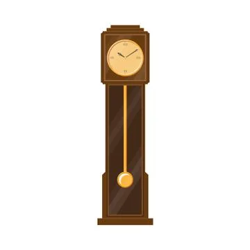 Vector flat vintage grandfather clock isolated 스톡 일러스트