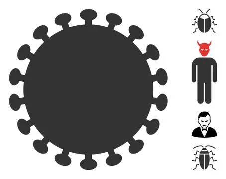 Vector Flat Virus Shell Icon with Bonus Icons 스톡 일러스트