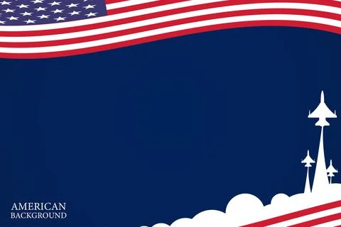 Vector flat waving American flag background Stock Illustration