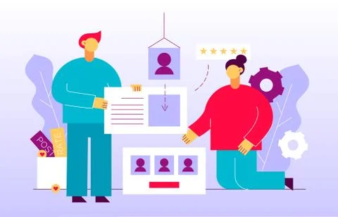 Vector flat web development and  marketing  design concept of big modern peop Stock-Illustration