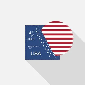Vector flat web element for Independence Day with blue pocket, round insert Stock Illustration