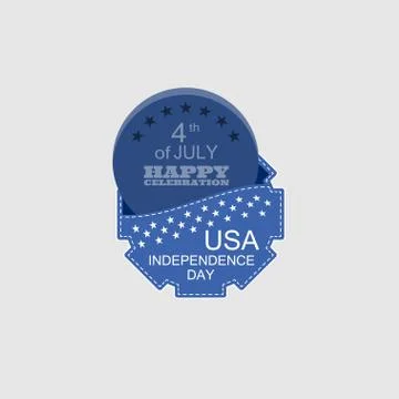 Vector flat web element for Independence Day with blue pocket, dark blue roun Stock Illustration