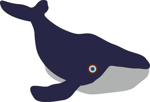 Vector Flat Whale Art Illustration Stock Illustration