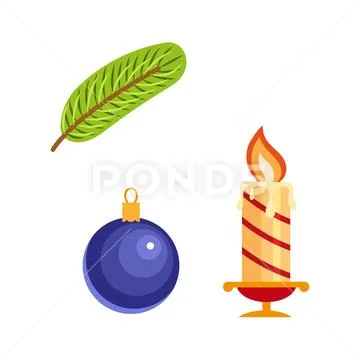 Vector flat winter holiday christmas symbols set Stock Illustration