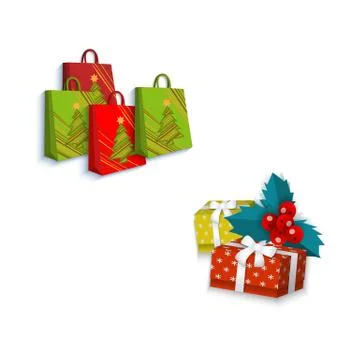 Vector flat winter holiday symbols objects set Stock Illustration