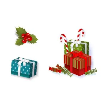 Vector flat winter holiday symbols objects set Illustrazione stock