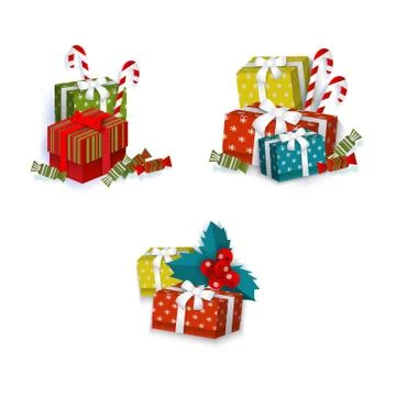 Vector flat winter holiday symbols objects set Stock Illustration