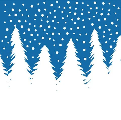 Vector flat winter spruce tree forest with snow Stock Illustration