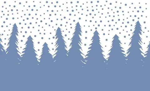 Vector flat winter spruce tree forest with snow Stock Illustration