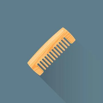 Vector flat wooden comb illustration icon. Illustrazione stock