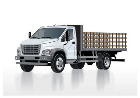 Vector flatbed truck template isolated on white Stock Illustration
