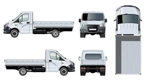 Vector flatbed truck template isolated on white Stock Illustration
