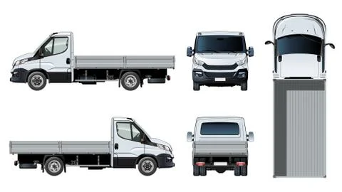 Vector flatbed truck template isolated on white Stock Illustration