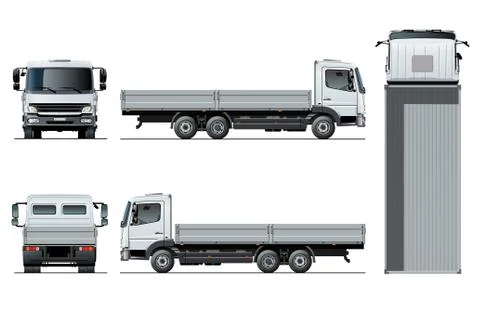 Vector flatbed truck template isolated on white Stock Illustration