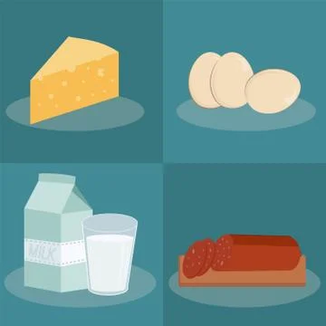 Vector flek icons with food Stock Illustration