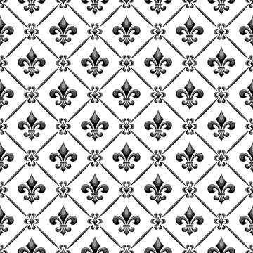 Vector Fleur de Lis Seamless Pattern Stock Illustration