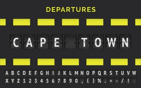 Vector flight destination in Cape town in Africa with mechanical airport flip Illustrazione stock