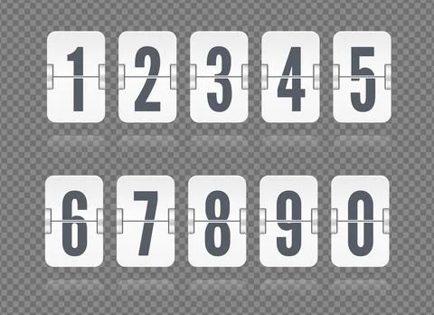 Vector flip scoreboard with numbers and reflections floating for white countdown Illustrazione stock