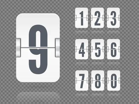 Vector floating flip scoreboard template with numbers and reflections for white Stock Illustration