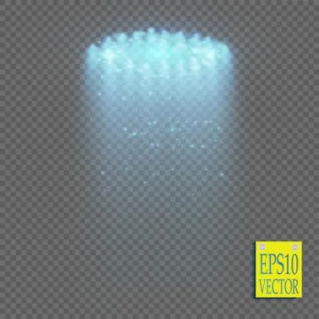 Vector floodlights with a glare. Scene. Light effects. Stock Illustration