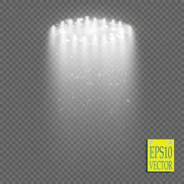 Vector floodlights with a glare. Scene. Light effects. Stock Illustration
