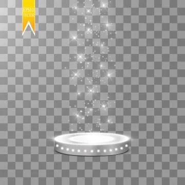 Vector floodlights. Scene. Light effects. Podium Stock Illustration