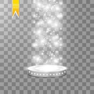 Vector floodlights. Scene. Light effects. Podium Stock Illustration