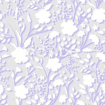 Vector Floral 3d Seamless Pattern Background. For wedding and Invitation cards Stock Illustration