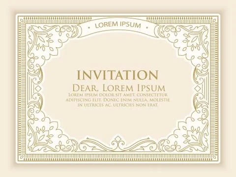Vector floral and geometric monogram frame on light yellow background with sa Stock Illustration